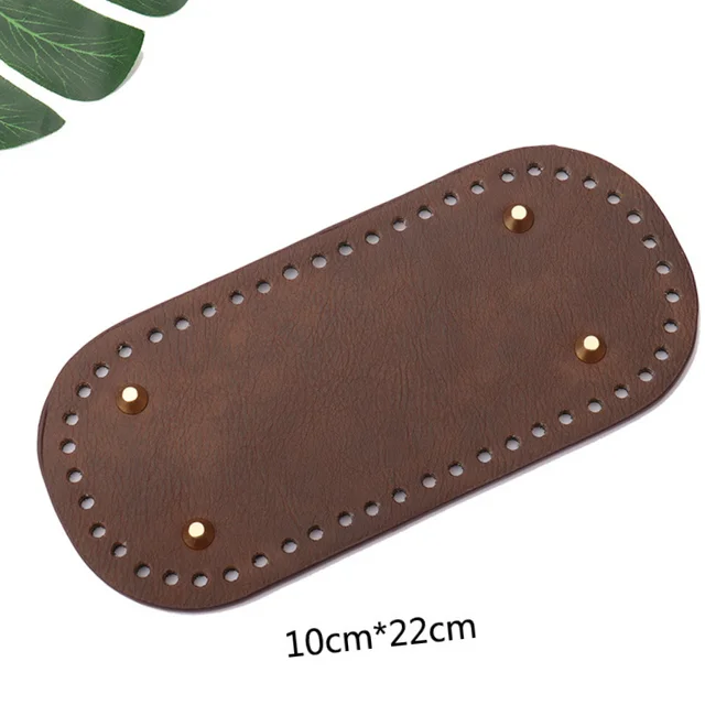 22x10cm Woven Long Bottom for Knitted Bag PU Leather Bag Accessories Handmade Bottom With 52Holes DIY Crochet Bag Bottom coffee 2