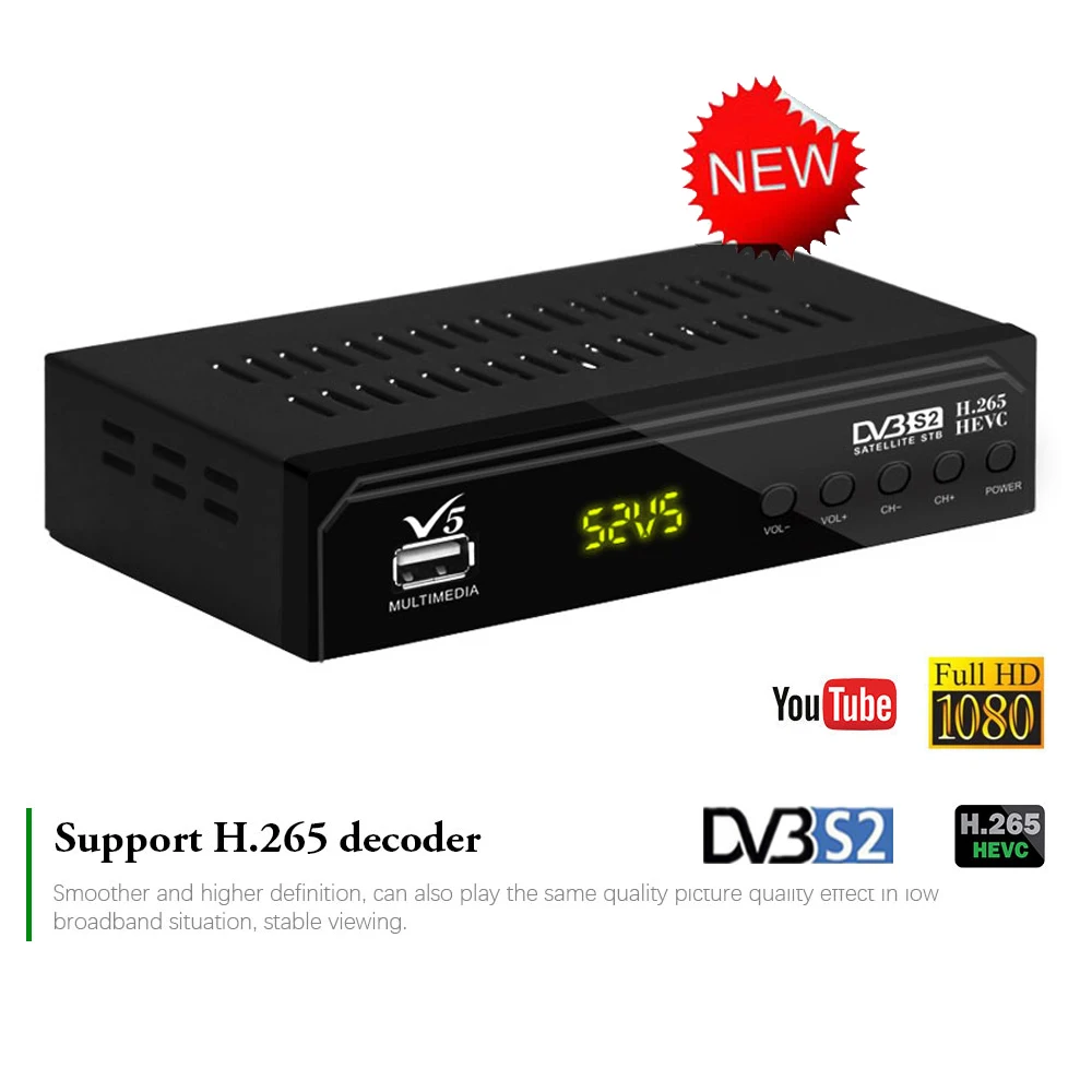 

2019 New Arrival HD 1080P H2.65 Free Satellite TV Receiver Player DVB-S2 Set Top Box USB 2.0 WiFi DVB Tuner TV Box