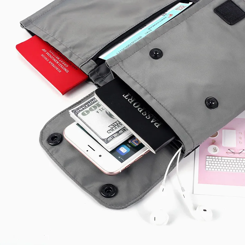 Unisex Travel Neck Passport Holder Pouch Wallet with RFID Blocking Credit Card ID Holder Storage Clutch Multifunction Money Bag (5)