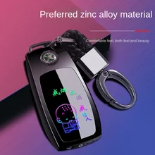 

Double Arc Cigarette Lighter with Compass Charging Keychain Lighter Function Keychain USB Charging Pulse Arc Lighter