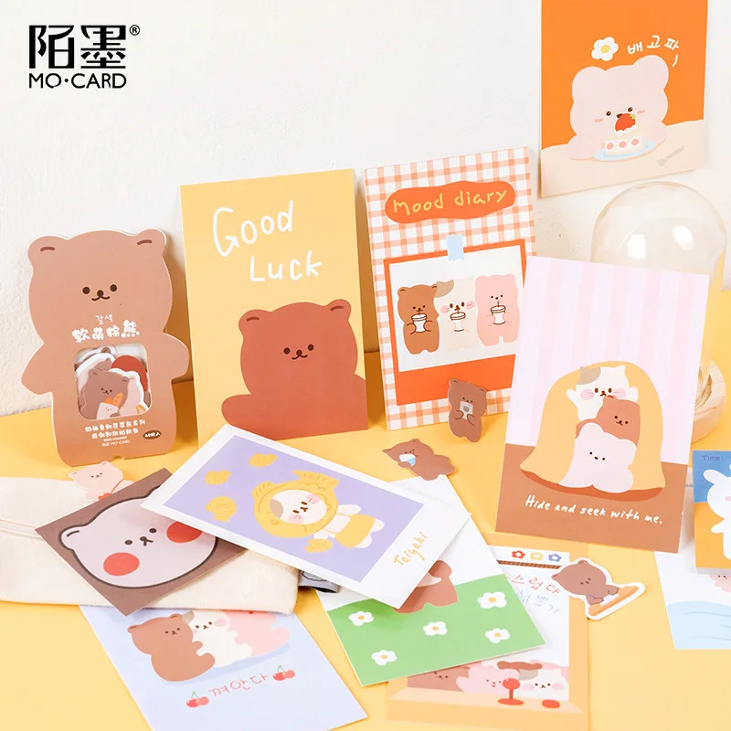 30 Sheets/Set Kawaii Coco Bear and Rabbit Animal Postcard/Greeting Card/Message Card/Birthday Letter Envelope Gift Card