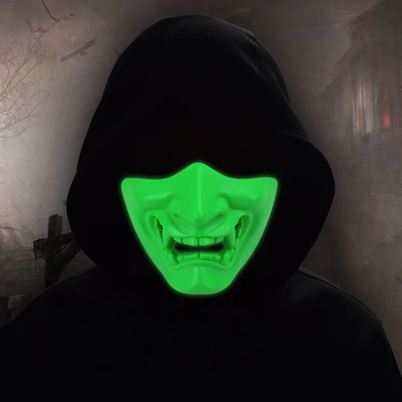 

Ghost Glow In Dark Paintball Mask Samurai Half Face Tactical Mask Military Airsoft Shooting Hunting Cosplay Halloween Party Mask