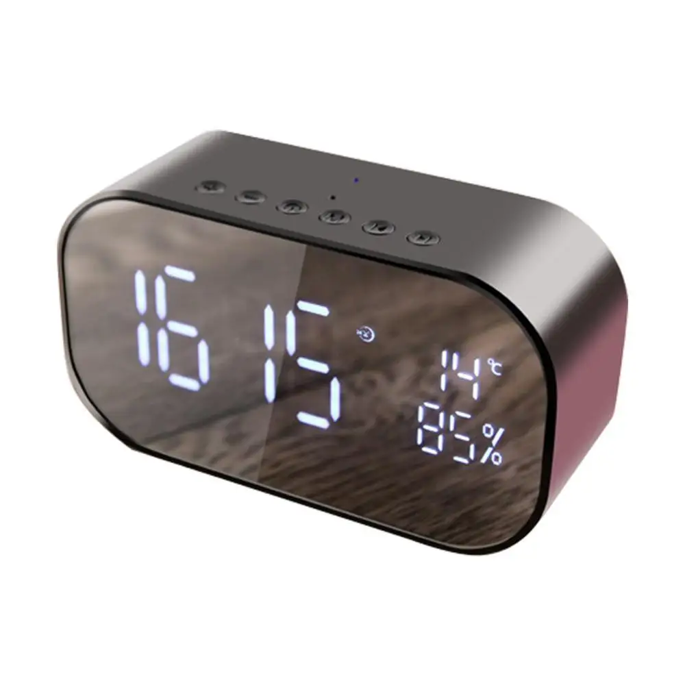 A Список Bluetooth динамик с FM радио светодиодный Будильник с зеркалом сабвуфер музыкальный плеер Повтор Настольные часы беспроводной - Цвет: A