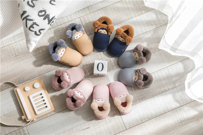 Children's Cotton Slippers Autumn and Winter New Cartoon Slippers Comfortable Small High Help Children's Cotton Shoes