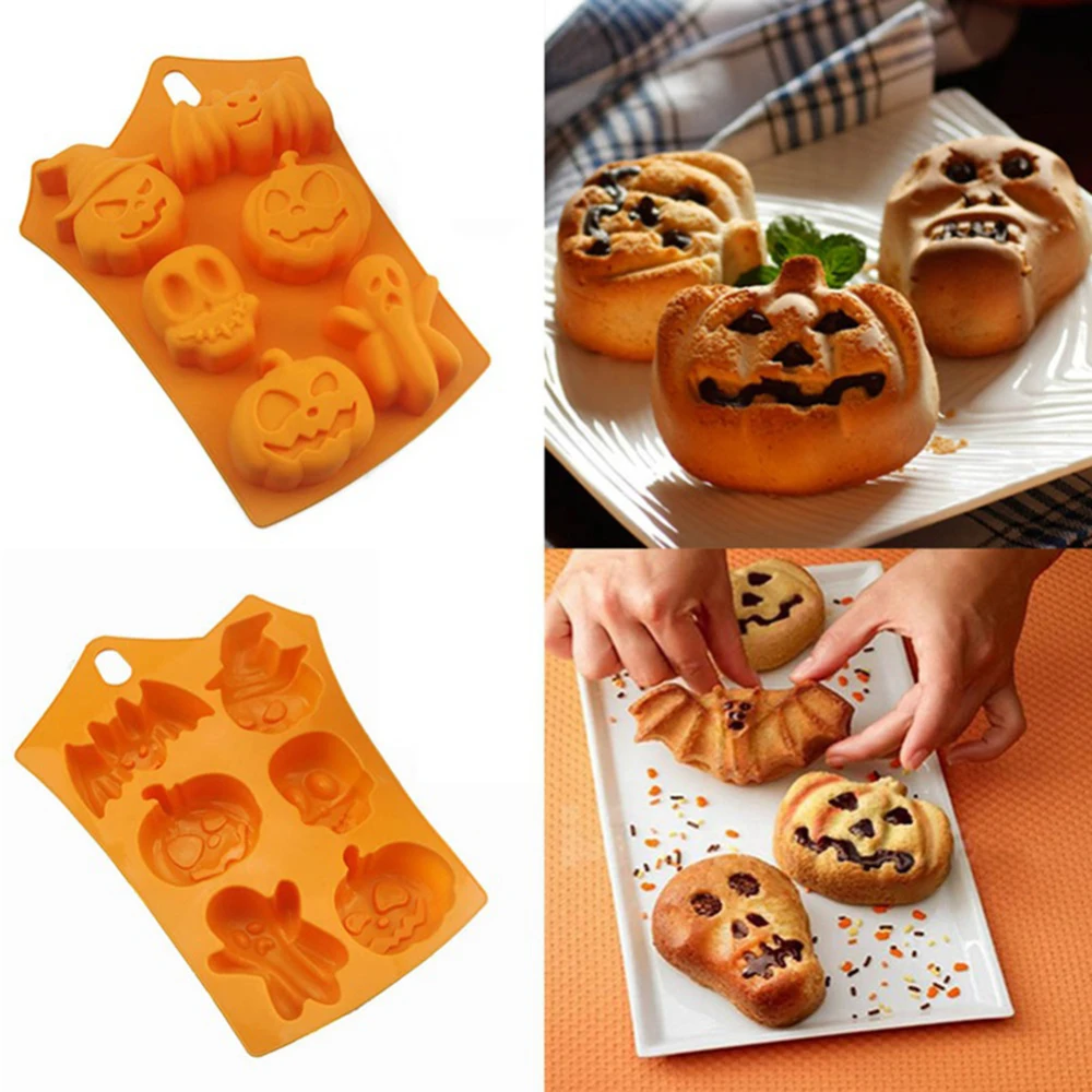 

Halloween Pumpkin Skull Cake Mold Silicone Non-stick Cake Cookie Fondant Candy Biscuits Cutter Mould Kitchen DIY Tools Supplies