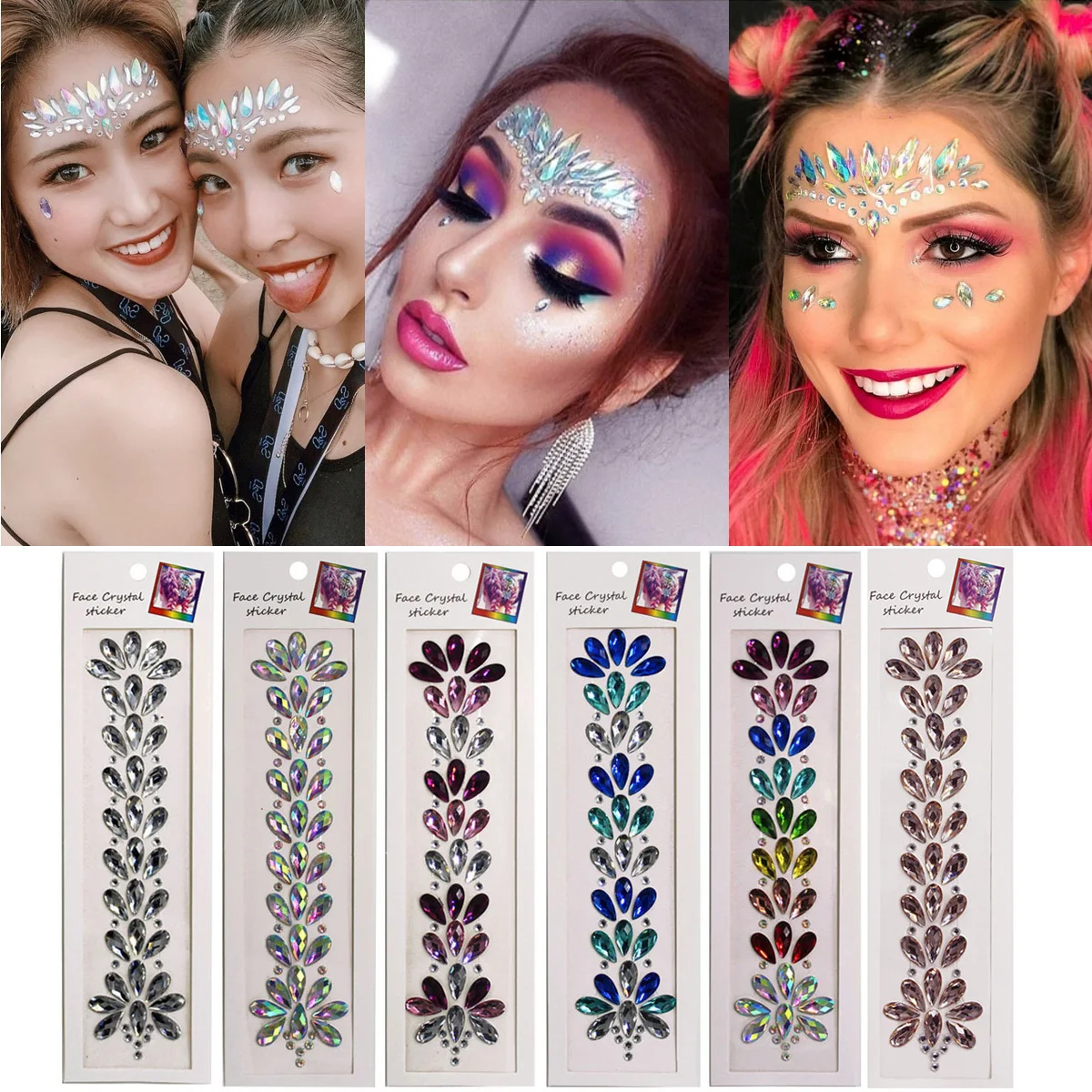 3d Crystal Forehead Headpiece Body Hair Face Gems Jewels Glitter