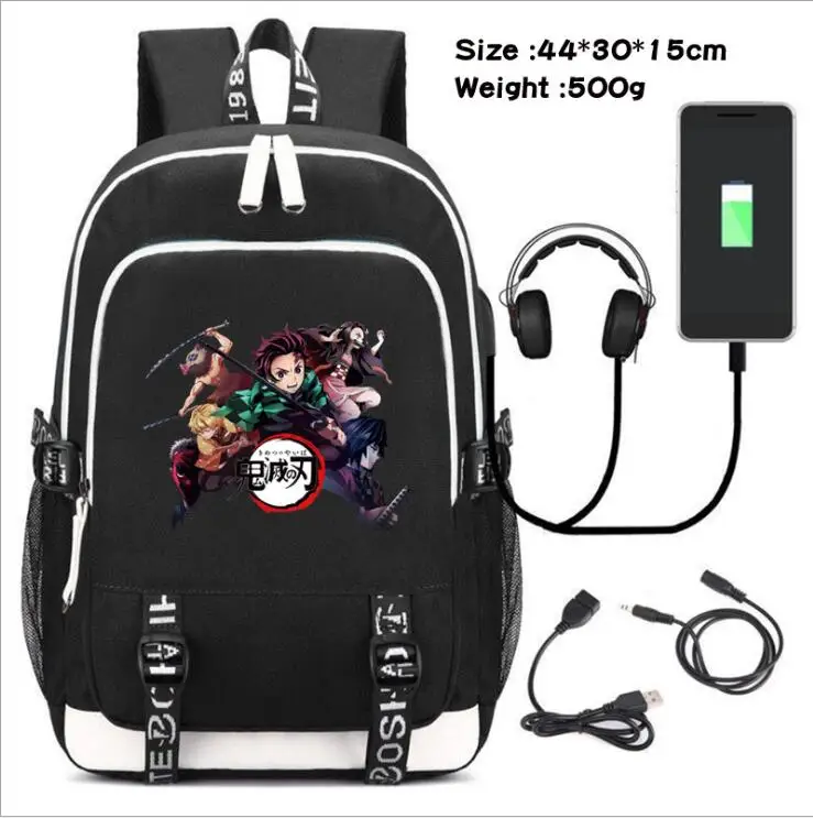 as pictures Demon Slayer Ghost Blade Kamado USB port рюкзак для ноутбука школьная дорожная сумка для книг для студентов повседневный рюкзак для ноутбука для девочек и мальчиков подарок - Цвет: as pictures