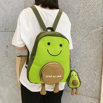 

Cute Avocado Green Backpack Fashion Smile Print Rucksack Women Large school Bagpack for Teenage Girl Travel Mochilas Mujer #40