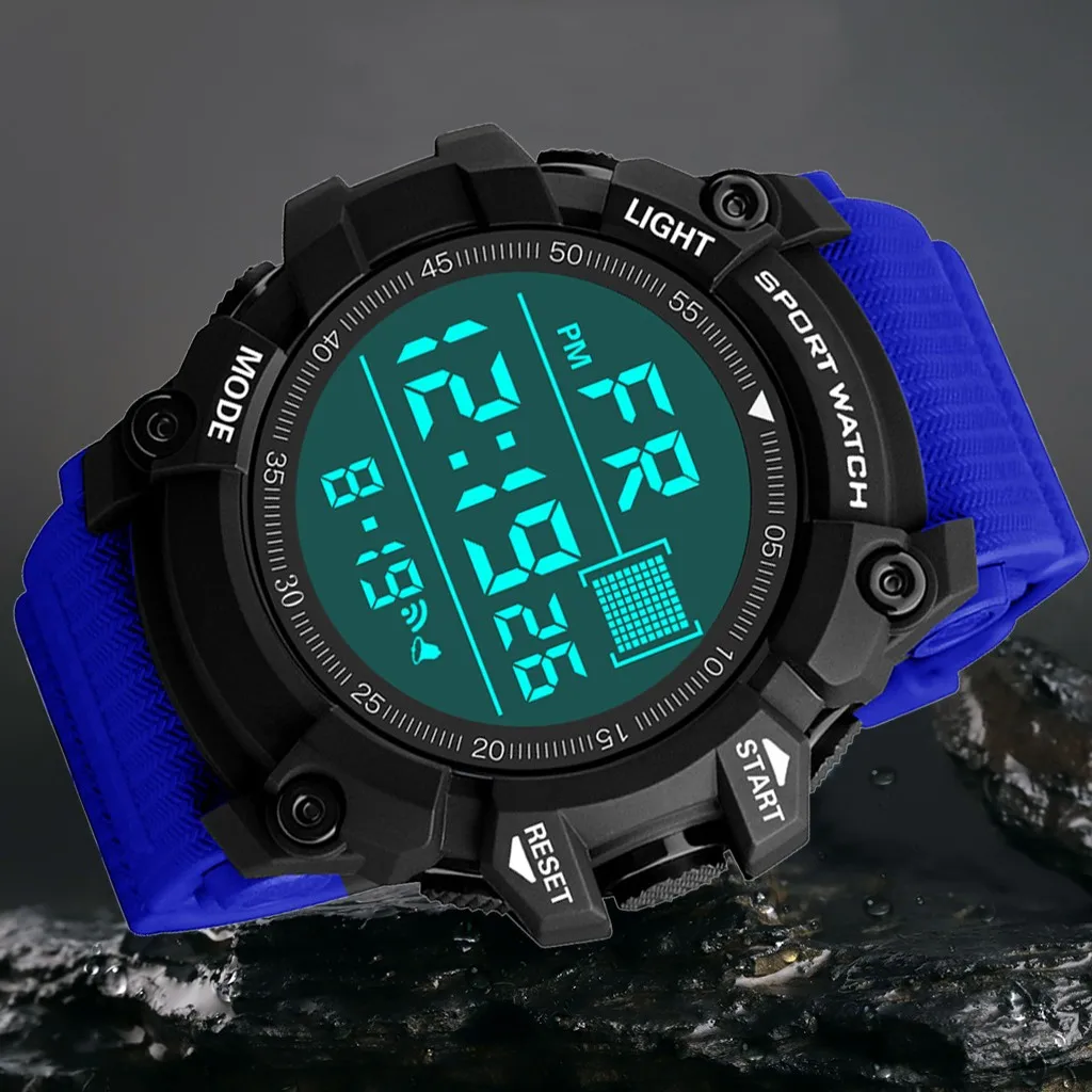 Relogio masculino, модные часы, водонепроницаемые, reloj hombre, для мужчин, для мальчика, lcd, цифровой секундомер, дата, часы, резиновые, спортивные, наручные часы* A