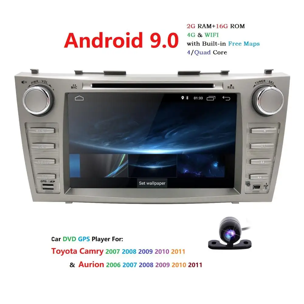 Cheap 2 Din AutoRadio GPS Android 9.0 Car DVD Multimedia For Toyota Camry 2007 2008 2009 2010 2011 Aurion 2006 Head Unit Wifi 4G BT TV 1