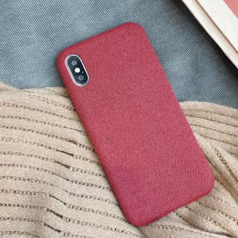 Red Модный однотонный тканевый чехол для iphone XS MAX XR X холщовый чехол для телефона для iphone 11 pro max 6s 7 8 plus Мягкий чехол плюшевый тканевый чехол - Цвет: Red