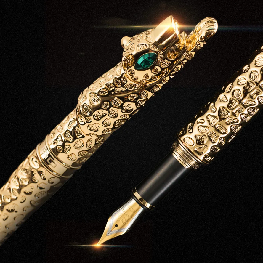 Роскошный Золотой Леопардовый перьевая ручка 0,7 мм перо 3d каллиграфическая ручка, канцелярские принадлежности для офиса письменные принадлежности