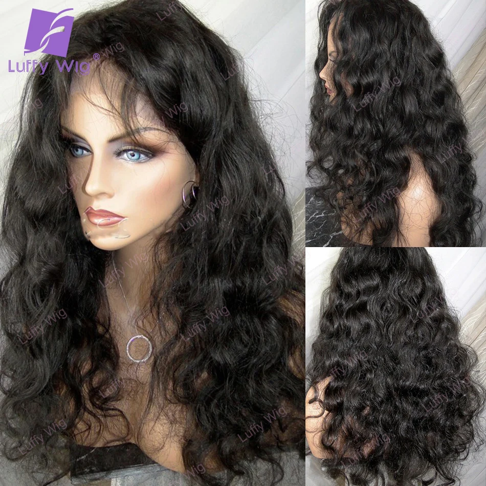 Human hair wig lace front wigs 13x6 Lace Front Wig Human Hair Wavy Brazilian Remy Hair Wigs Pre Plucked 200 Density Hd Transparent Lace For Black Women Luffy