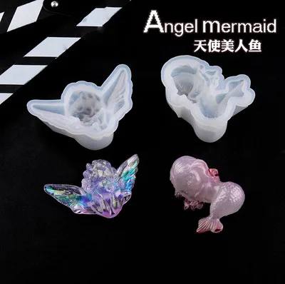 PopularDIY Mermaid Angel Silicone UV Resin Jewelry Tools Dried Flower Molds Handmade Pendant Jewelry Tool