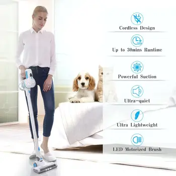 

Cordless Vacuum Cleaner, Cordless Stick Vacuum Cleaner Wireless Lightweight Handheld Vacuum Cleaner 2 in 1 with Rechargeable Lit