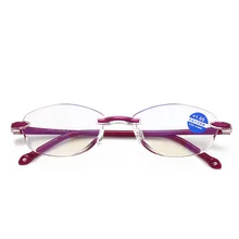 Новые Классические бескаркасные очки для чтения с алмазной огранкой, женские зеркальные очки для чтения, анти-синий светильник, Повседневные очки унисекс для близорукости