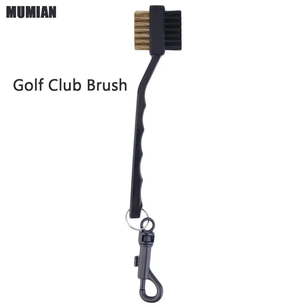 

2 Sided Dual Bristles Brass Wires Golf Club Brush Groove Cleaner Kit Tool Black Useful