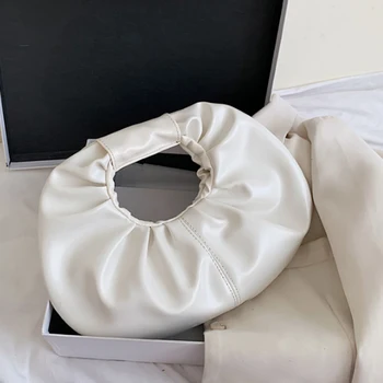 

Pleated Cloud Bag Leisure Soft Leather Handbag Women's Bag 2020 Summer New Round Messenger Bag