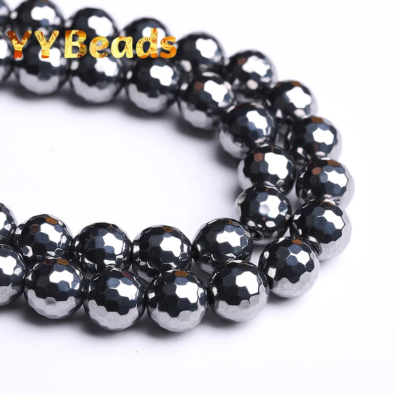 5A Quality Genuine Faceted Black Terahertz Stone Beads 128-face Loose Charm Beads For Jewelry Making Bracelet For Women 6 8 10mm