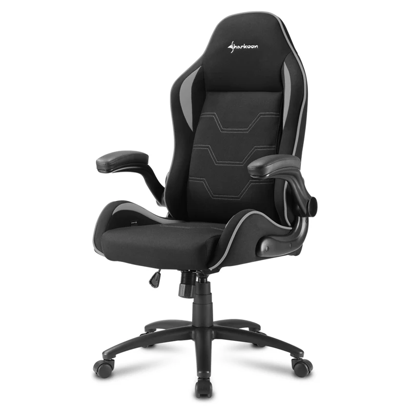 Игровое кресло Sharkoon Elbrus 1 компьютерное, до 120 кг, ткань/сталь/дерево - Цвет: Темно-серый