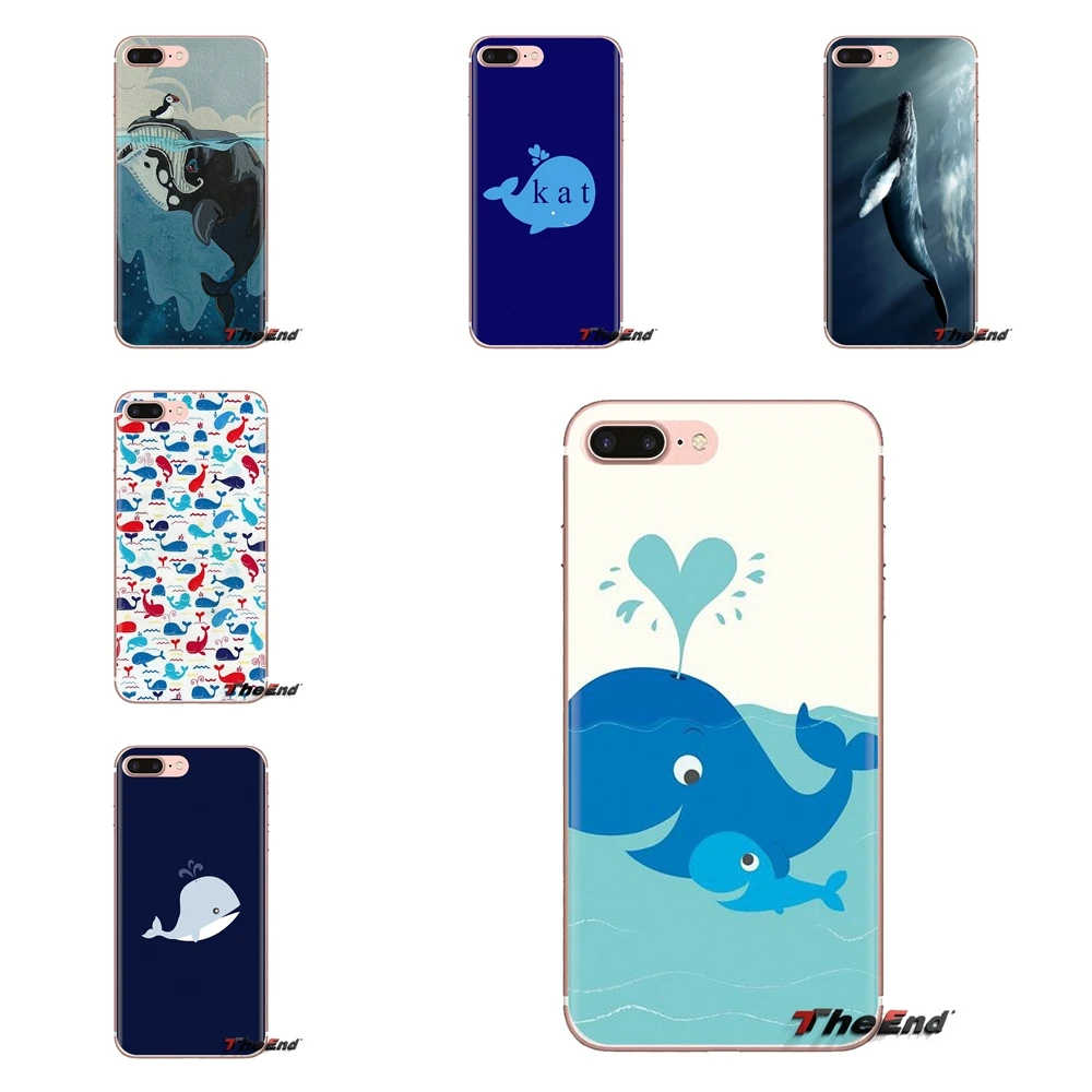 TPU Transparent Shell Cover For Xiaomi Redmi 4A S2 Note 3 3S 4 4X 5 Plus 6 7 6A Pro Pocophone F1 Animal Cute Blue Whales Collage |