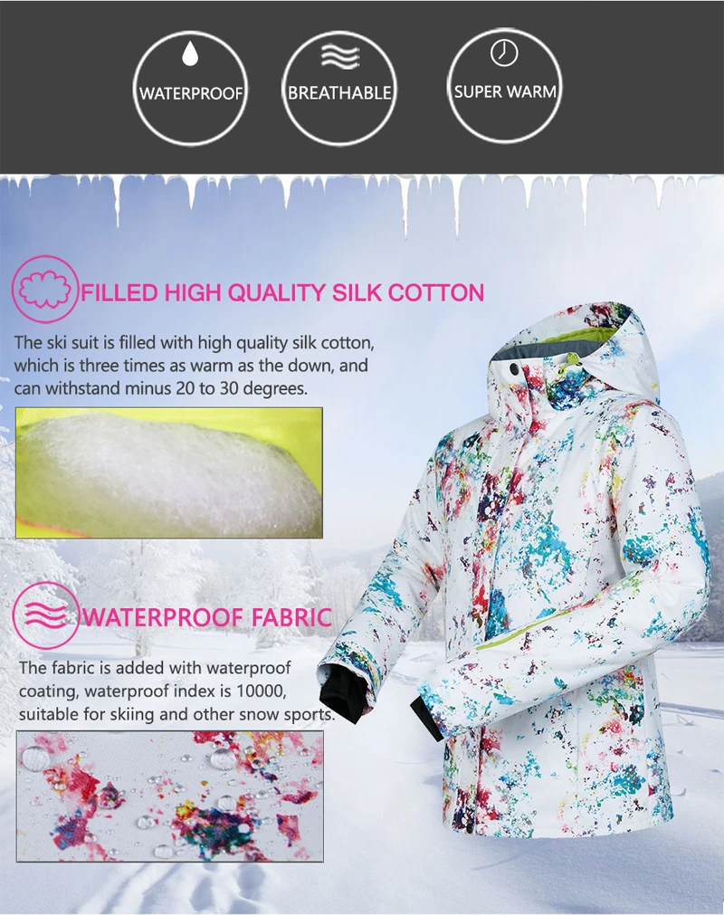 Ski Jacket Extra Warm Women Long Hooded Winter Snowboard Wear Thick Coat Clothing Camping Snow Skiing Outdoor Waterproof Hoodies