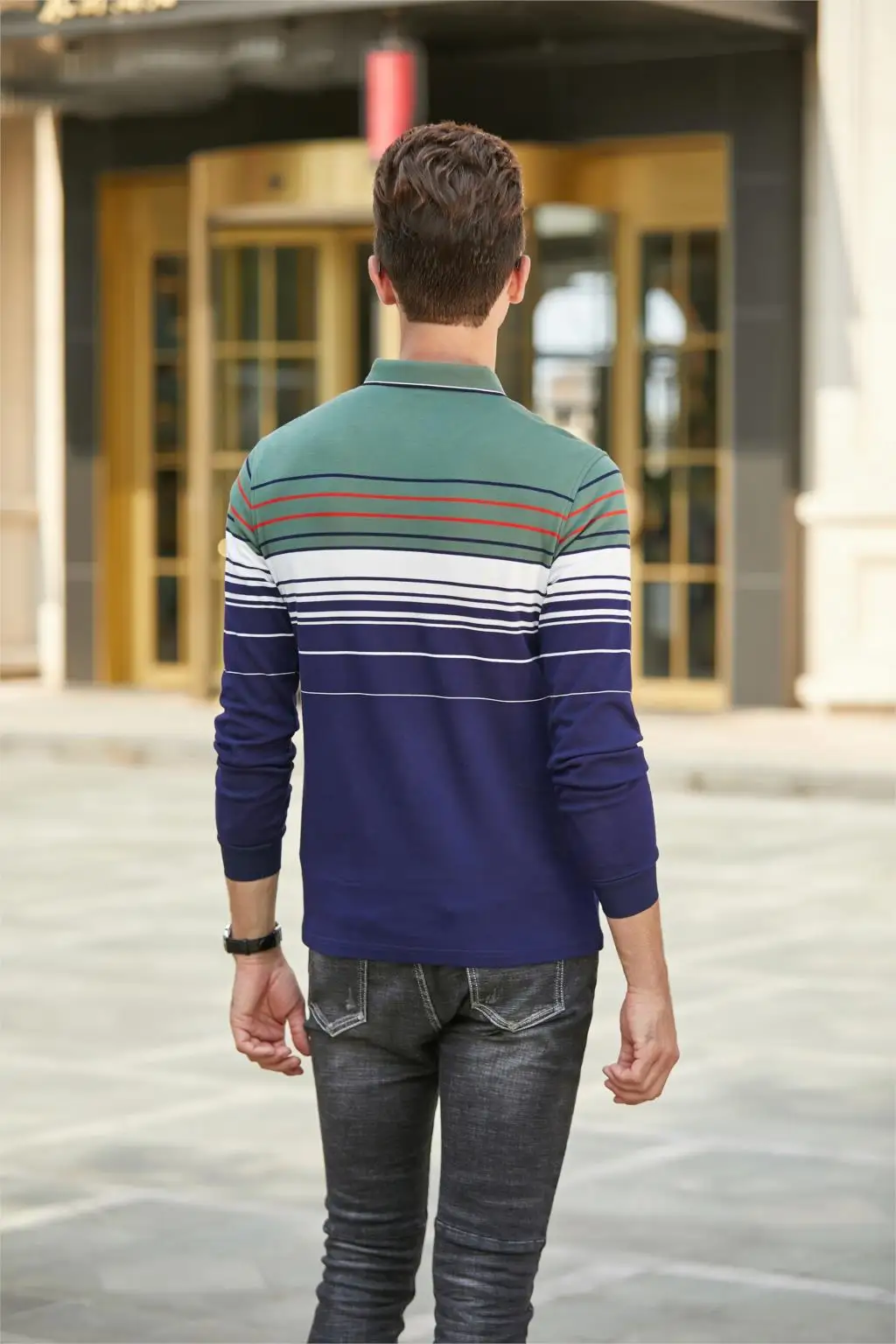 Hollirtiger мужские рубашки поло из натурального хлопка с длинными рукавами Camisas модная вышивка поло стоячий воротник Мужское поло рубашка армейского зеленого цвета
