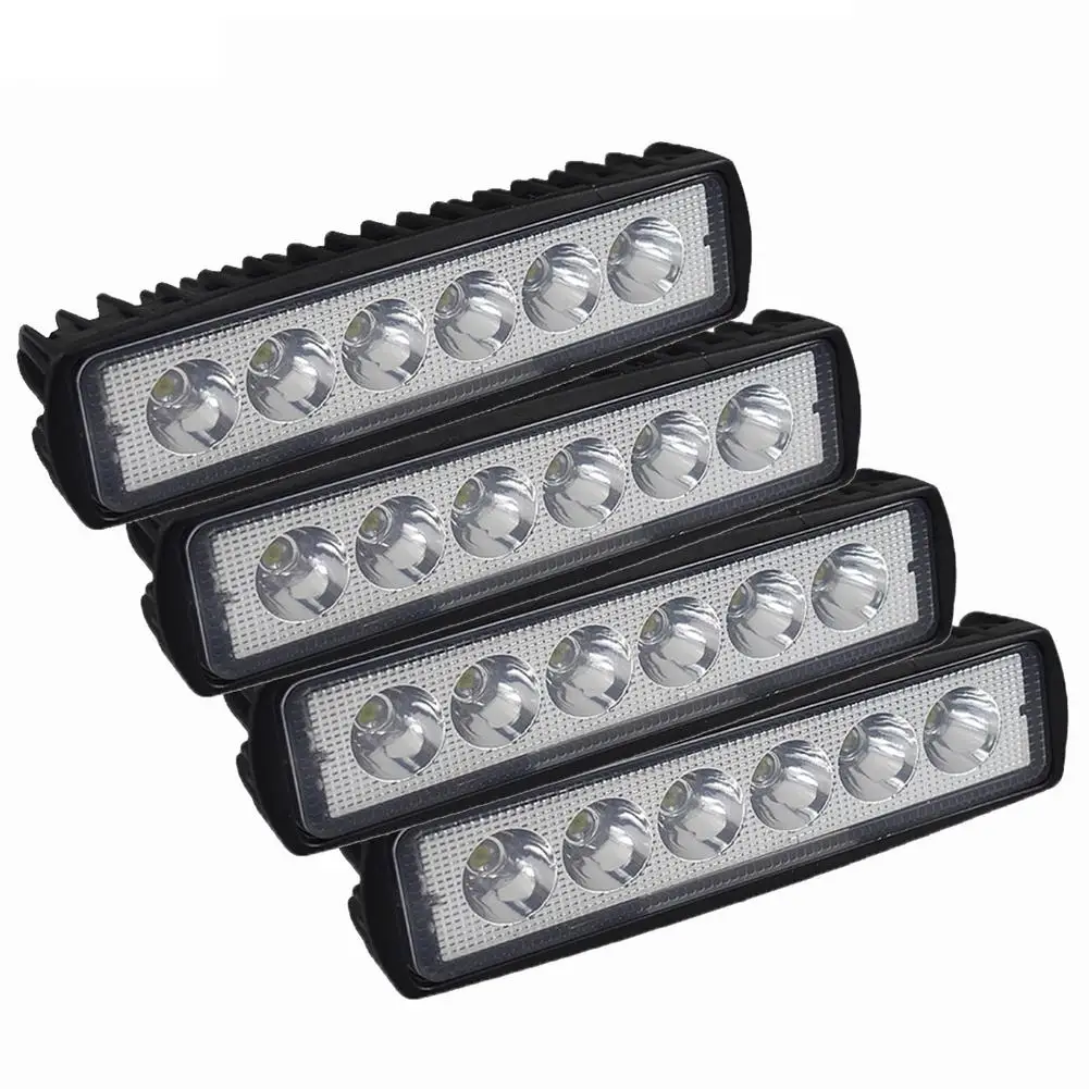 4PCS Spotlight 6*1,9*1 дюйм светодиодный Спот Наводнение Светодиодный светильник рабочий светильник 18Вт 12В светодиодный Универсальный Автомобильный 4WD светодиодный балки рабочий светильник бар Точечный светильник лампа заливающего света - Цвет: 4PCS Spotlight