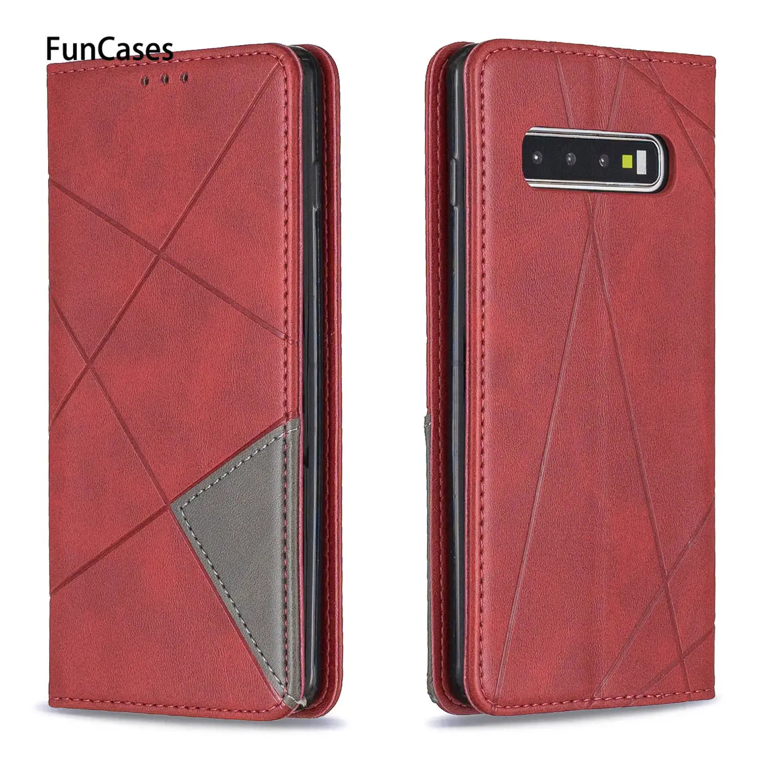 

Geometry PU Leather Phone Bag For case Samsung S10 Plus Mem Cases sFor Estojo Samsung Galaxy carcaso S10 S10E Lite Estojo