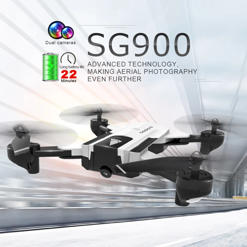 Sg900 2,4 Ghz 4Ch Attitude Hold вертолет Wifi 720P оптический поток двойной мини-Дрон с камерой Hd складной Радиоуправляемый квадрокоптер Дрон(Whi