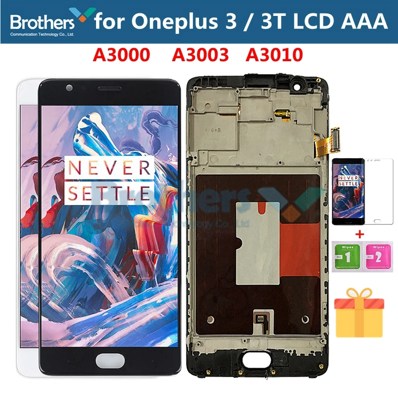 Goedkoop Lcd scherm voor Oneplus 3 3T Lcd scherm voor Oneplus 3 3T A3000 Touch Screen Montage Met Frame touch Digitizer TFT Screen Test