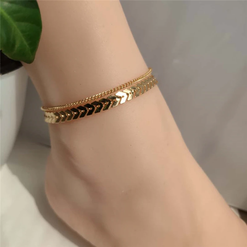 4 PCS/Set Simple Figaro Chain Anklets for Women Fashion Gold Silver Color Ankle Bracelet on Leg 2021 Bohemian Beach Foot Jewelry - Image 5
