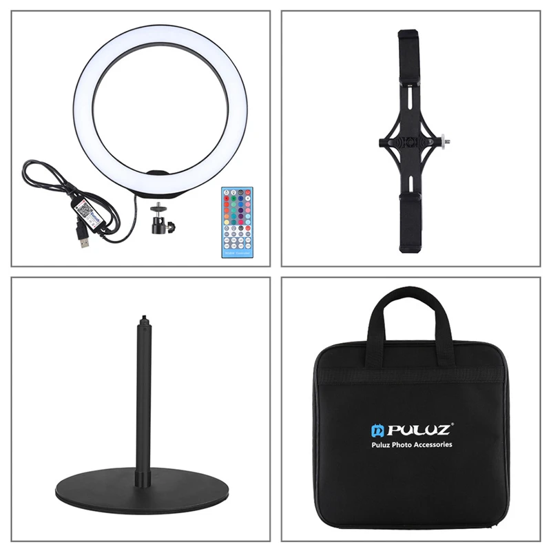 10.2 Inch 26cm Ring Light Dimmable RGB Ring Light Set with Phone Clamp and Remote for Makeup Video Lamparas 40NOV2711