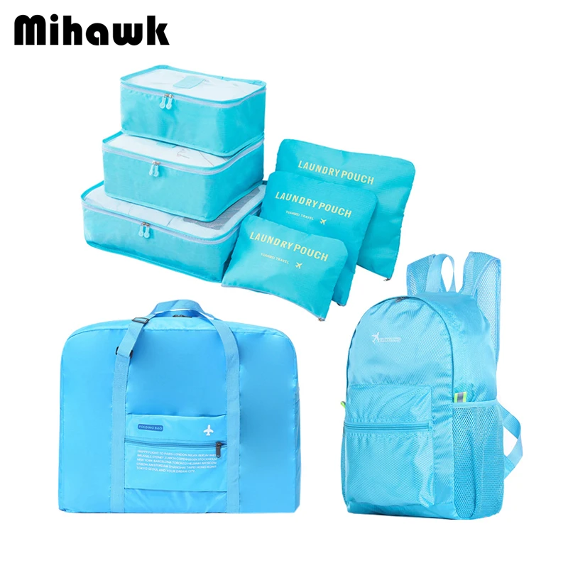 Mihawk, женские дорожные сумки, набор, Мужская одежда, нижнее белье, обувь, аккуратный складной рюкзак для ноутбука, органайзер для багажа, сумка на молнии, аксессуары