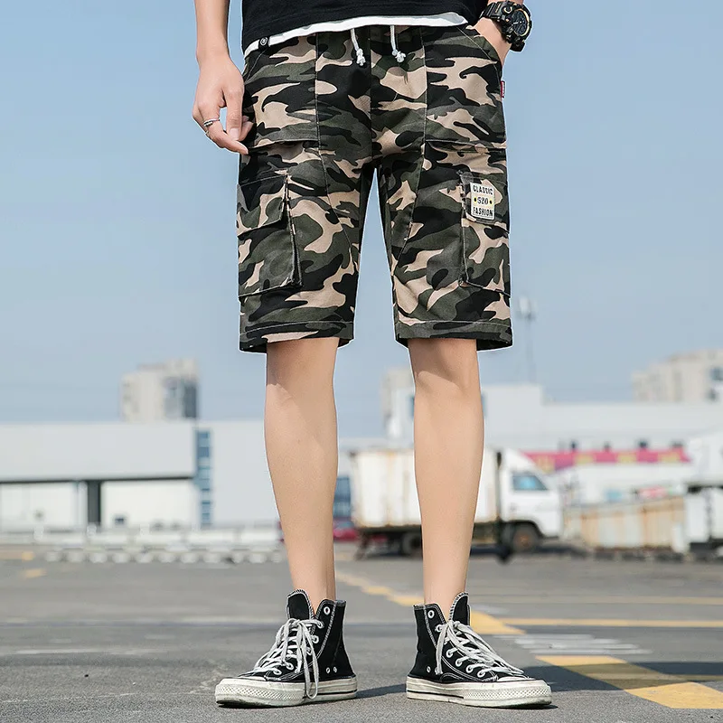 New summer tooling zipper pocket breathable shorts men's camouflage