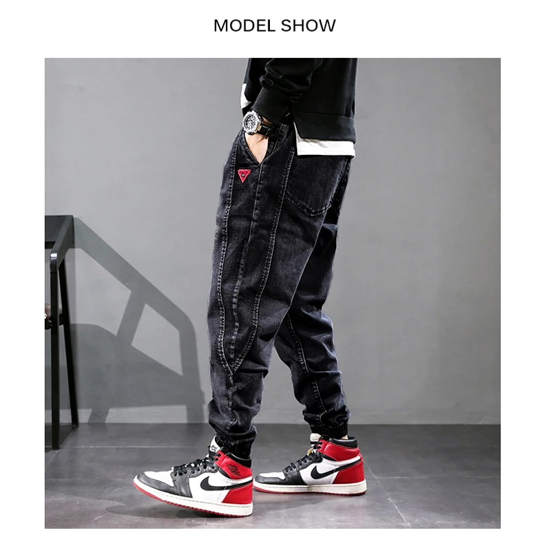Винтаж в японском стиле мужские джинсы соединены дизайнерские брюки карго шаровары уличная мода хип хоп джинсы Джоггеры мужские Размер 28-42