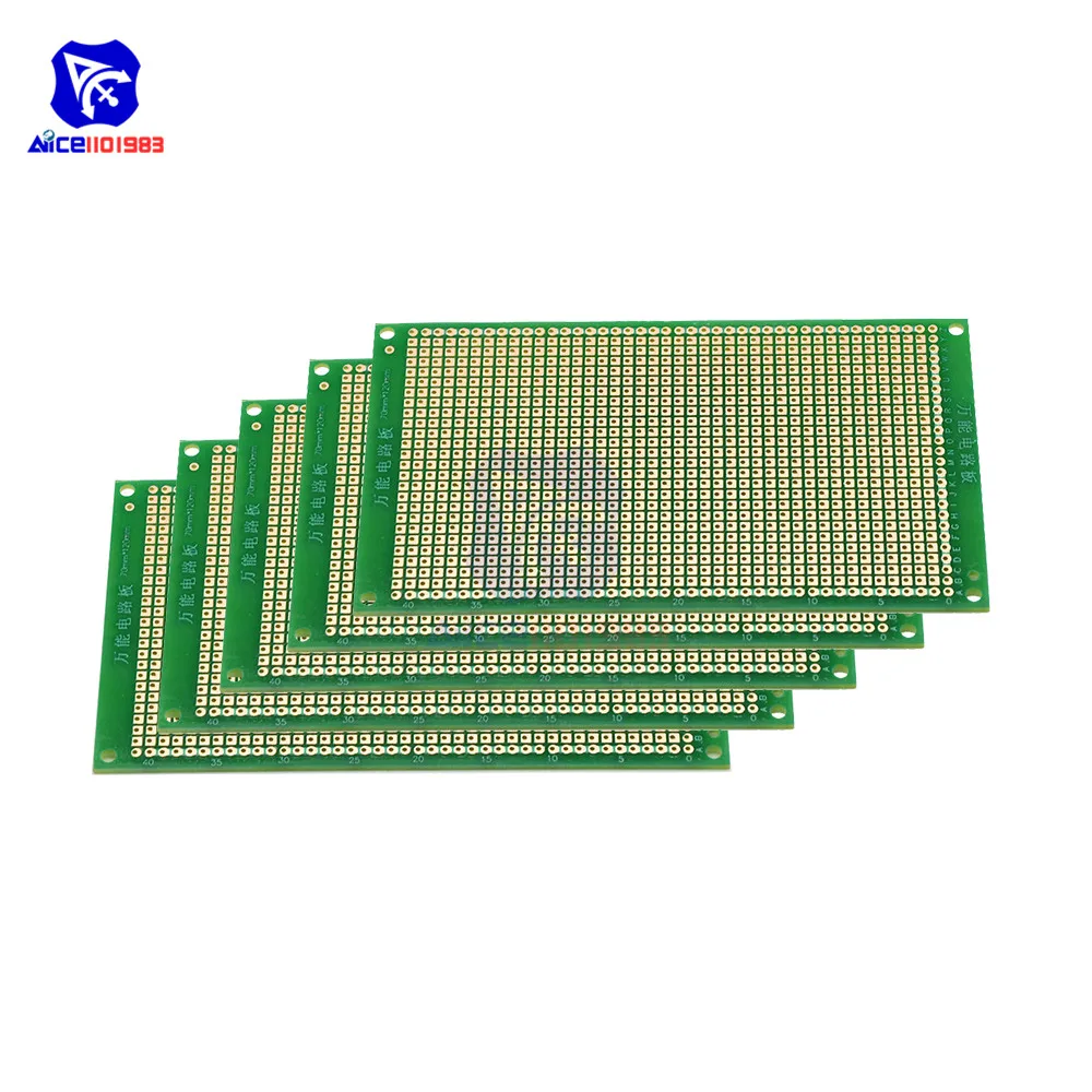 diymore 5PCS/Lot 7x12cm Single Sided Prototype Universal Printed Circuit Board DIY Soldering Green PCB Board for Arduino photo