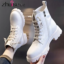 Martin boots women's autumn 2021 new leather boots mid-tube casual short boots British style thick heel leather women's shoes