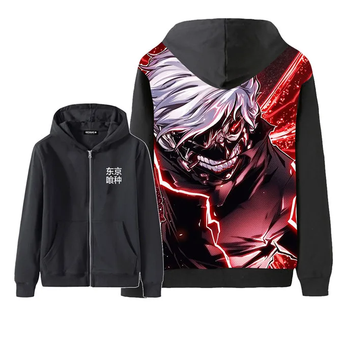 Толстовки с капюшоном в стиле японского вурдалак Kaneki Ken костюм аниме для косплея толстовки зимние куртки пальто