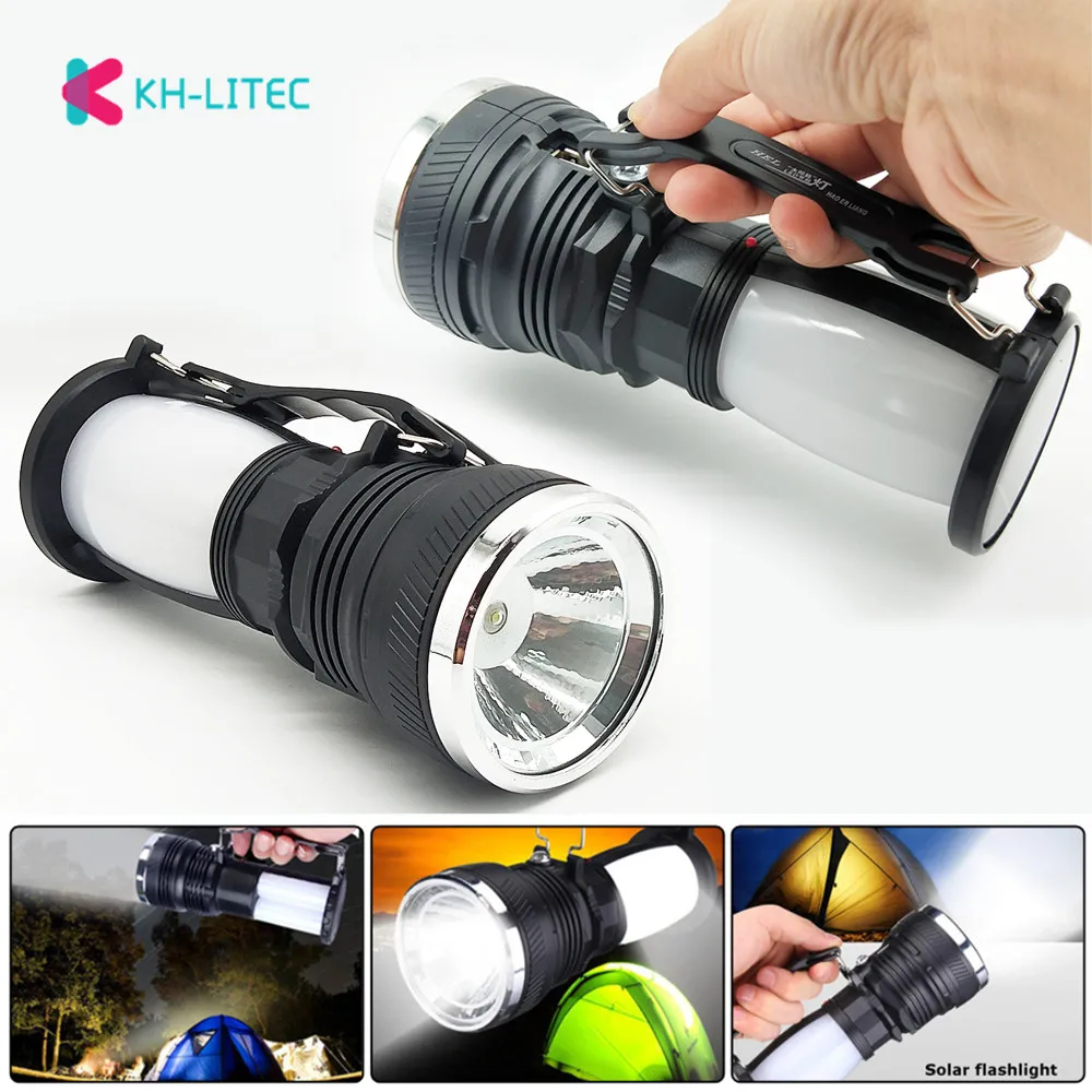 Solar-Power-Rechargeable-Battery-Waterproof-LED-Flashlight-Outdoor-Torch-flashlight-Camping-Tent-Light-Lantern-Lamp