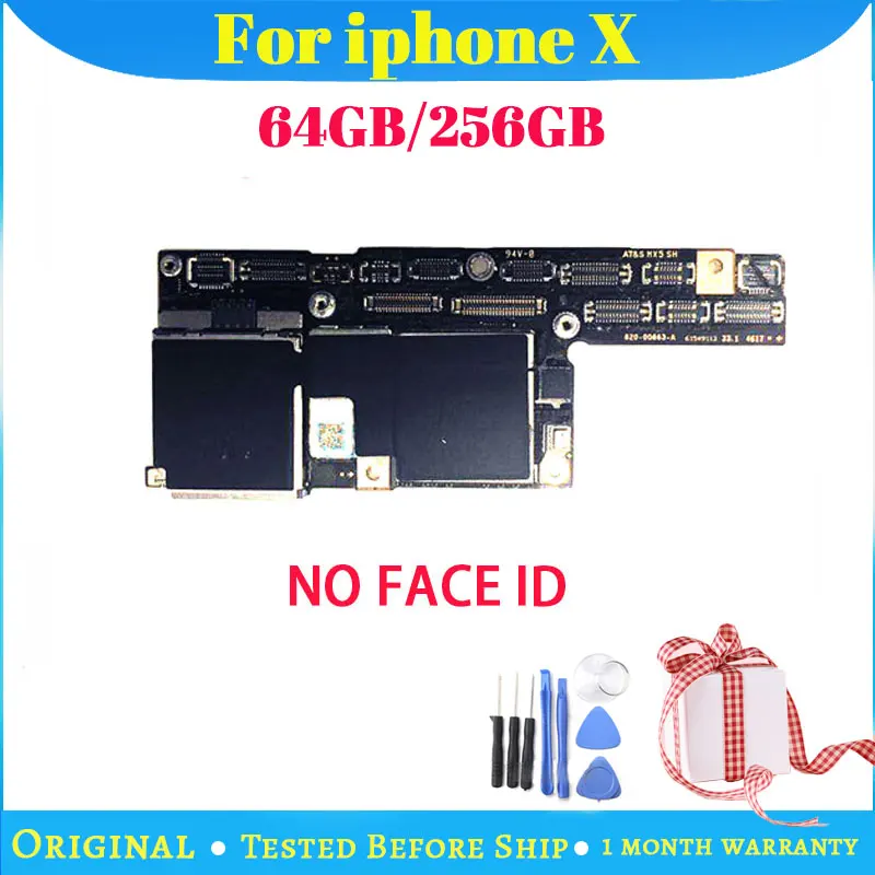 Оригинальная разблокированная материнская плата для iPhone X, материнская плата 64 Гб 256 ГБ с чипами для iPhone X, материнская плата с лицом ID/без лица ID