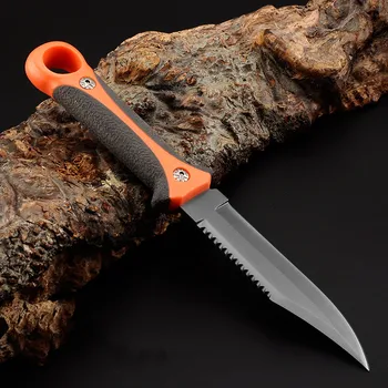 

Sharp fixed Blade Hunting Knife Gray Titanium Camping Survival Knife Diving Paratroopers Half Teeth Pocket +ABS Sheath