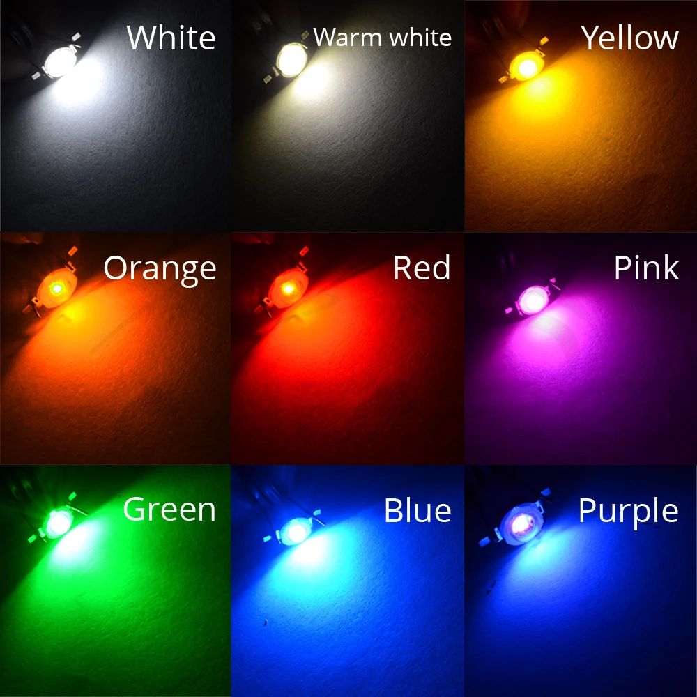 Hviero 3W High Power Chip white Red Blue Green light Bead Emitter LED Bulb Diodes Lamp Beads with 20mm Star PCB Platine Heatsink