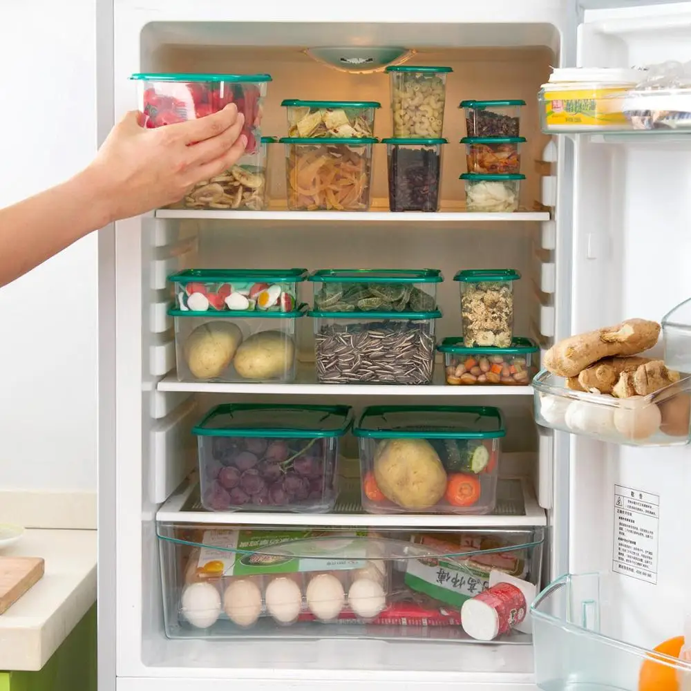 17pcs/set Kitchen Microwave Oven Refrigerator Seal Food Storage Box Container Clear Plastic Container Storage