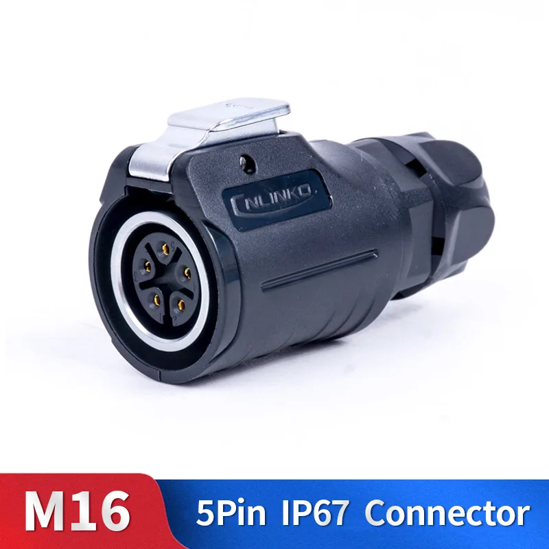 

M16 5 Pin Waterproof Connector Kit Semi-metal Shell Male and Female Sealed Circular Electrical Power Cable Plug and Socket