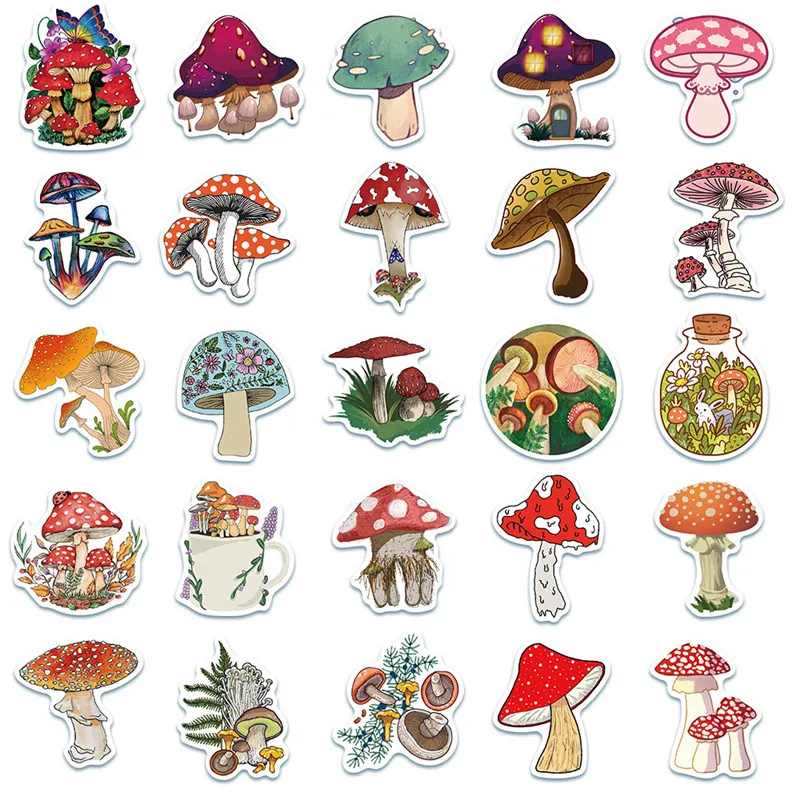 Cartoon Stickers Cartoon Animal Stickers Kawaii Stickers Decorative Stickers 10/30/50 PCS Plant Mushroom Cute Cartoon Sticker Notebook Toy Notebook Carrying Suitcase Decoration Sticker Gift