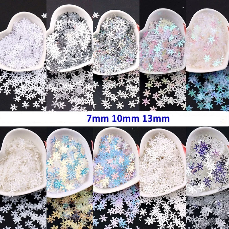 

100g PET Embroidered Snowflake Flat Sequin Beads Hole For Sewing Dress Garment Bag Shoes Epoxy Resin Filler DIY Making Nail Art