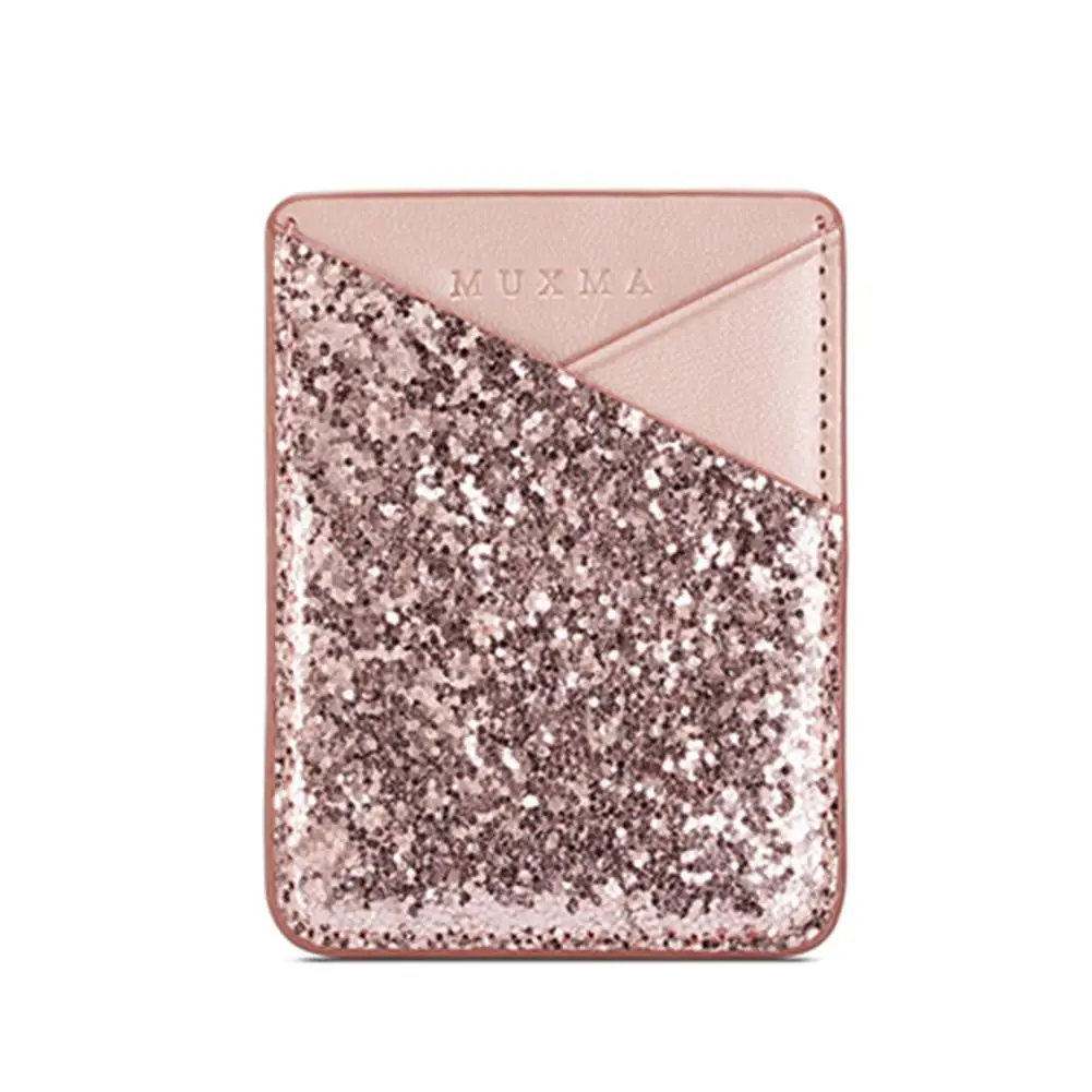 Rose Gold Бизнес украшение Блестки Мини для женщин карты мобильного телефона ID карты держатель кошелек кредитный карман многоцелевой кошелек кредитный карман - Цвет: Rose Gold