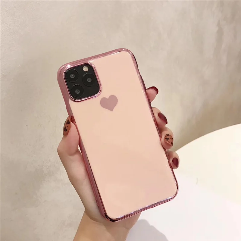 Розовый GlamPhone Чехол Покрытие чехол для телефона с рисунком на тему любви для iPhone11Pro/Max X XS Max XR Мягкий силиконовый чехол для iPhone11 7 8 6 6s Plus чехол - Цвет: Розовый
