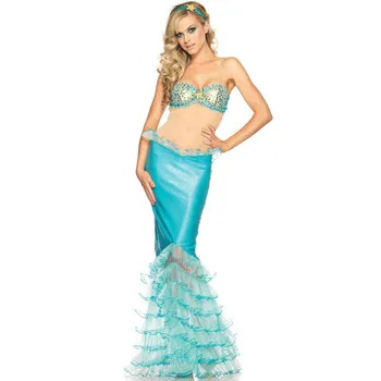 

2pcs Sexy Summer Dress Mermaid Tail Women Costumes Halloween Fancy Dress Romantic Beauty Dress Sea Maid Cosplay Dress C65841AD